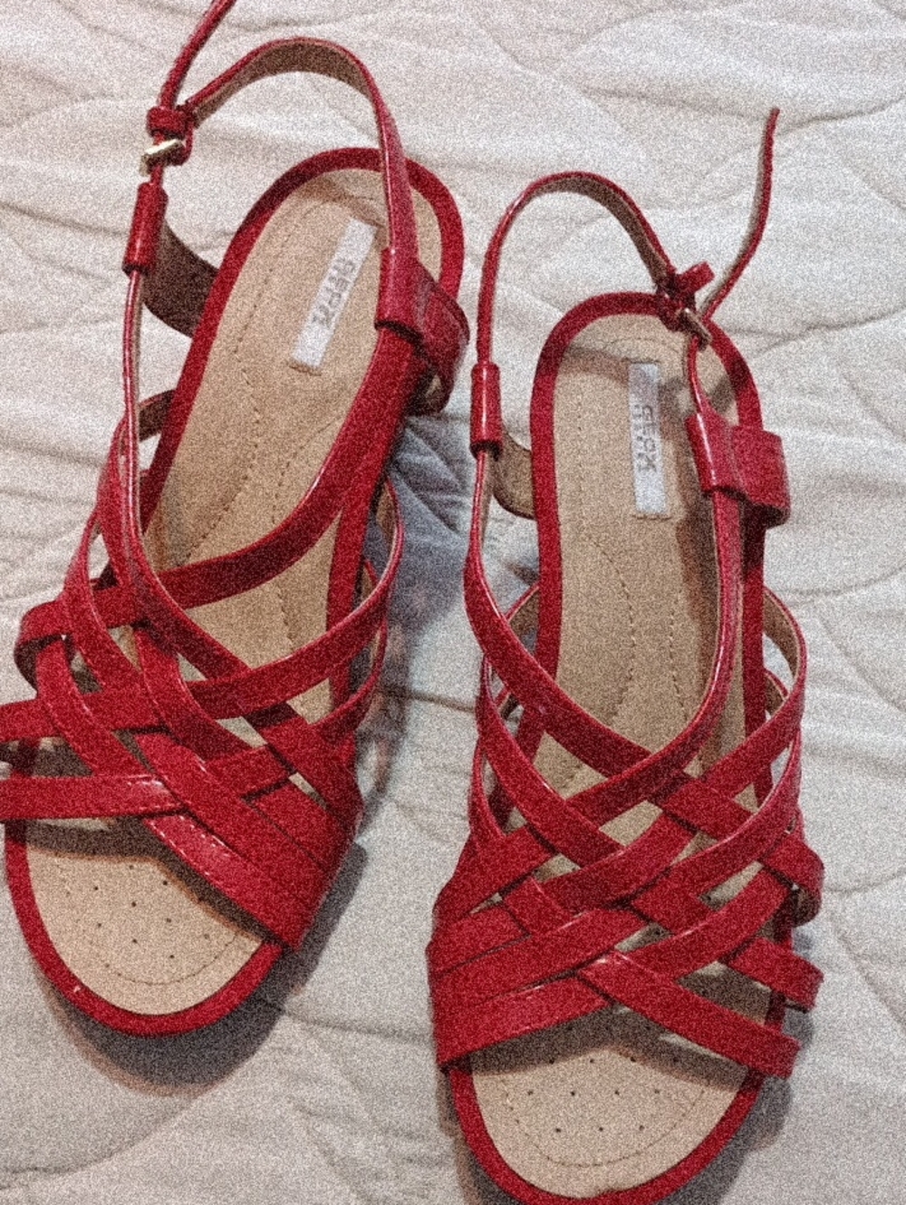 Geox 6.5 Red Strappy Slingback Sandals